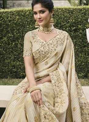 Off white viscose tussar jacquard with anmol zari 2