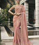 Pink Pure Viscose Tissue Jacquard Saree with Anmol Zari