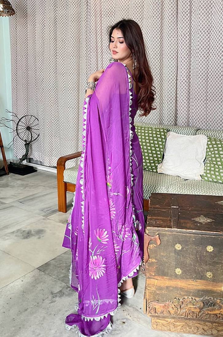 Floral Women's Crepe Fabric Straight Kurta,Pant and Dupatta Set