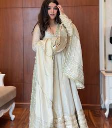 OFF WHITE CHINON SILK PARTY WEAR SUIT SET