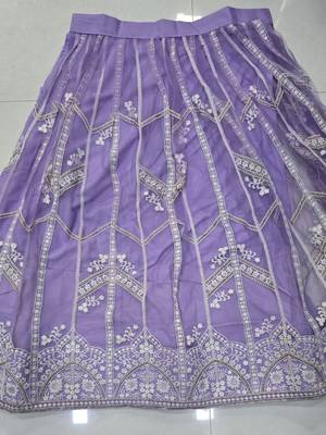 Purple Heavy Embroidery Net Semi Stitch A Line Lehenga With Blouse 3