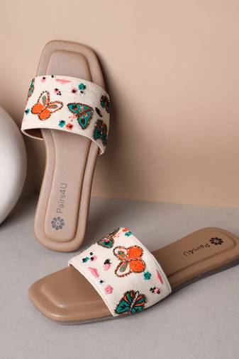 women's flats ethnic punjabi traditional flat embroidered canvas fancy comfortable sole for womens & girls