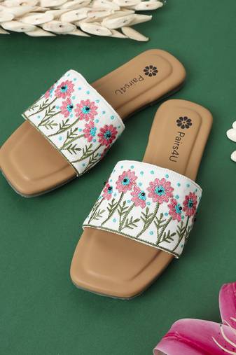 women's flats ethnic punjabi traditional flat embroidered canvas fancy comfortable sole for womens & girls
