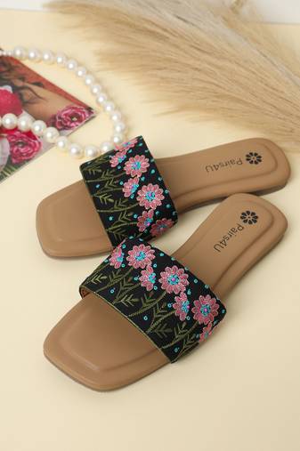women's flats ethnic punjabi traditional flat embroidered canvas fancy comfortable sole for womens & girls