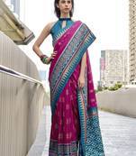 Rani pink silk blend weaving traditional saree