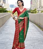 Green silk blend weaving traditional saree