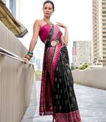 Black silk blend weaving traditional saree