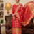 Red soft banarasi silk zari woven design dress material