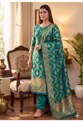 Rama soft banarasi silk zari woven design dress material 1
