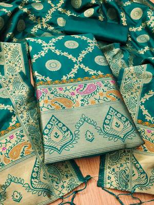 Rama soft banarasi silk zari woven design dress material 3