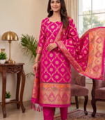 Ranipink soft banarasi silk zari woven design dress material