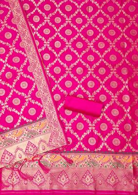 Ranipink soft banarasi silk zari woven design dress material 4