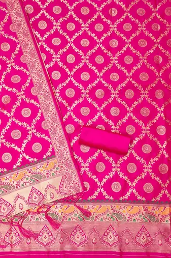 Ranipink soft banarasi silk zari woven design dress material