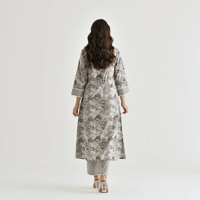 Women's Rayon Slub Fabric Printed Straight Kurta and Pant