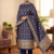 Blue soft banarasi silk zari woven design dress material