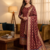 Maroon soft banarasi silk zari woven design dress material