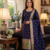 Blue soft banarasi silk zari woven design dress material