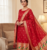 Red soft banarasi silk zari woven design dress material