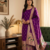 Purple soft banarasi silk zari woven design dress material