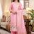 Pink soft banarasi silk zari woven design dress material