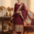 Maroon soft banarasi silk zari woven design dress material