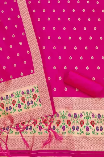 Ranipink soft banarasi silk zari woven design dress material