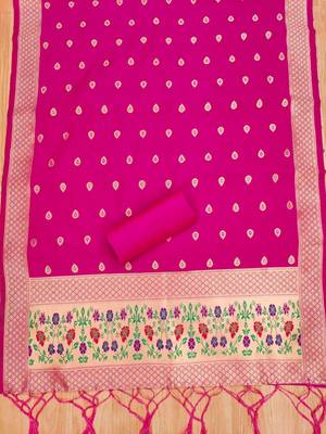 Ranipink soft banarasi silk zari woven design dress material 4
