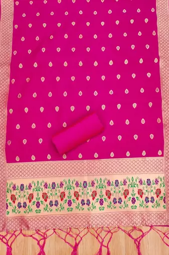 Ranipink soft banarasi silk zari woven design dress material