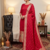 Red soft banarasi silk zari woven design dress material