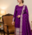 Purple soft banarasi silk zari woven design dress material