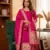 Magenta soft banarasi silk zari woven design dress material