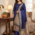 Blue soft banarasi silk zari woven design dress material