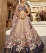Purple Net  Sequin embroidery Semi-Stitched bridal Lehenga choli & Dupatta