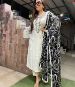 Women's Viscose Rayon Fabric Staight Kurta, Pant and Dupatta Set