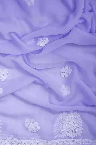 hand embroidered mauve georgette lucknowi chikankari unstitched suit piece