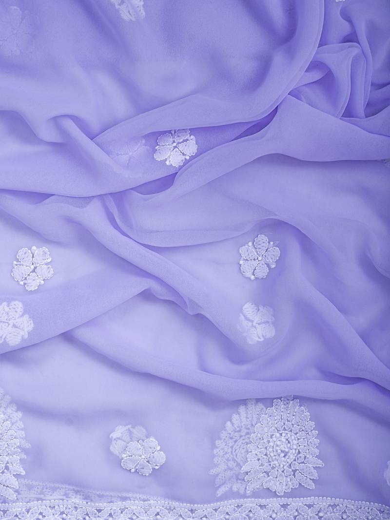 hand embroidered mauve georgette lucknowi chikankari unstitched suit piece