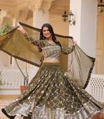 Unstitched Georgette Sequence handwork lehenga choli with dupatta sets