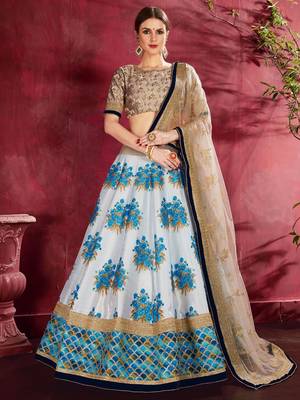 white floral print banglori silk wedding lehenga set choli with dupatta 2