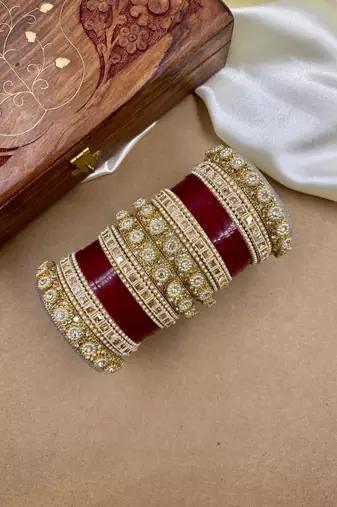 Traditional Cherry Red Punjabi Chuda