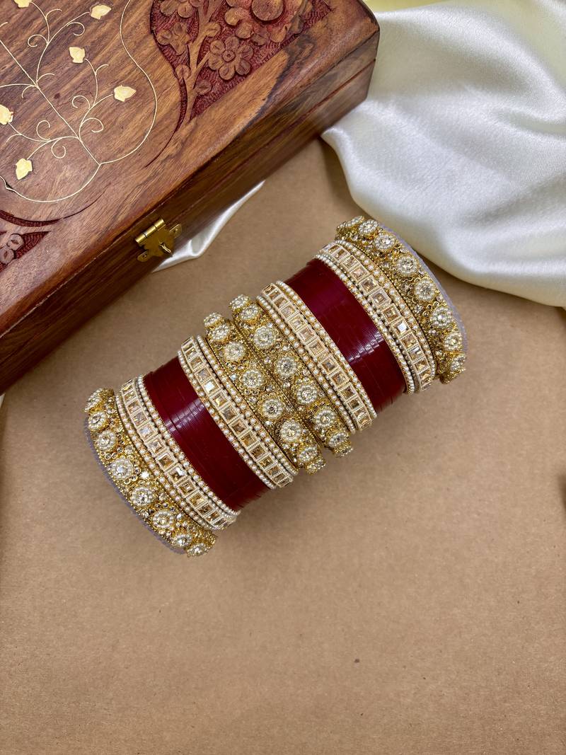 Traditional Cherry Red Punjabi Chuda
