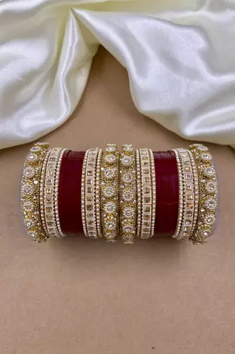 Traditional Cherry Red Punjabi Chuda