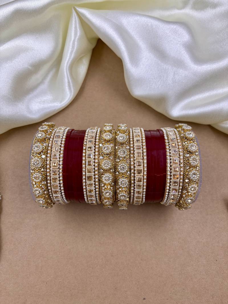 Traditional Cherry Red Punjabi Chuda