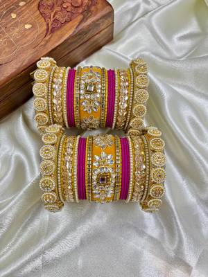 red brass bridal chura with bridal set design 1
