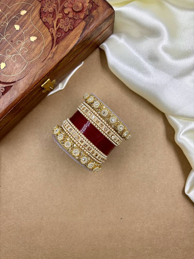 Traditional Cherry Red Punjabi Chuda