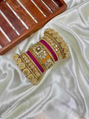 red brass bridal chura with bridal set design 2