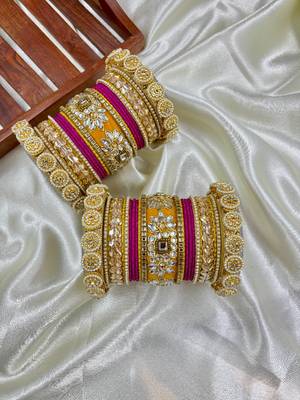 red brass bridal chura with bridal set design 5