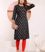 Blue viscosee muslin printed formal readymade kurti