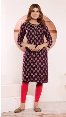Wine viscosee muslin printed formal readymade kurti 1