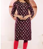 Wine viscosee muslin printed formal readymade kurti