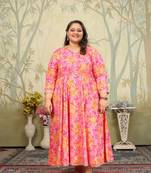 Pink rayon fabric printed plus size kurti for girls